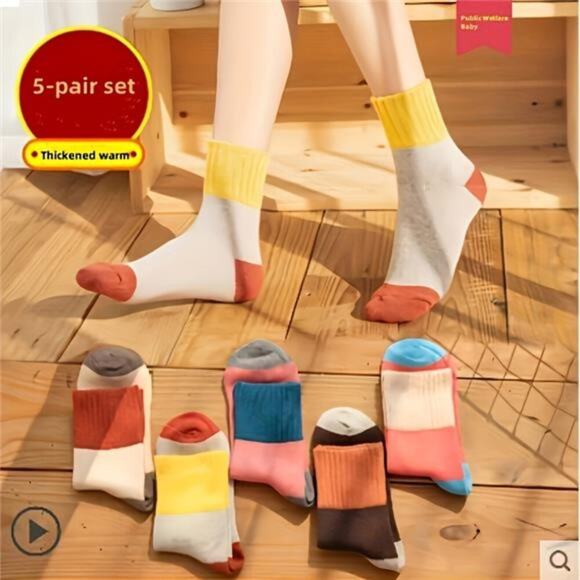 5 Pairs Women Socks Winter Thickened Warm Rabbit Wool Socks - Picture 2 of 5